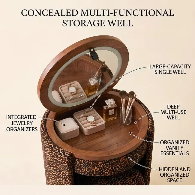 ⚡Limited-time offer⚡Modern Makeup Vanity Set with LED Mirror, Stool & Large Storage
