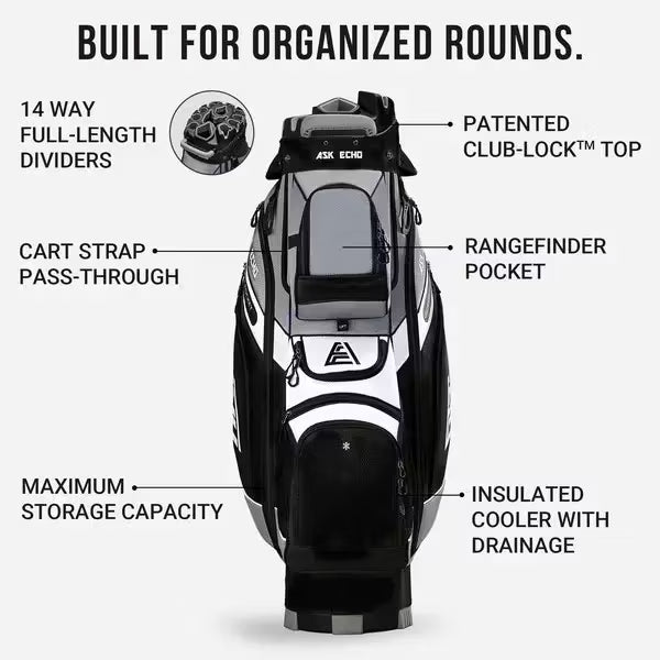 Golf T-LOCK Cart Bag 14 Way Organizer Dividers Quiet Golf Bag